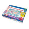 Educational kids activity pack featuring a 100-piece human body jigsaw puzzle and a 16-page book with fun facts and illustrations for interactive learning.